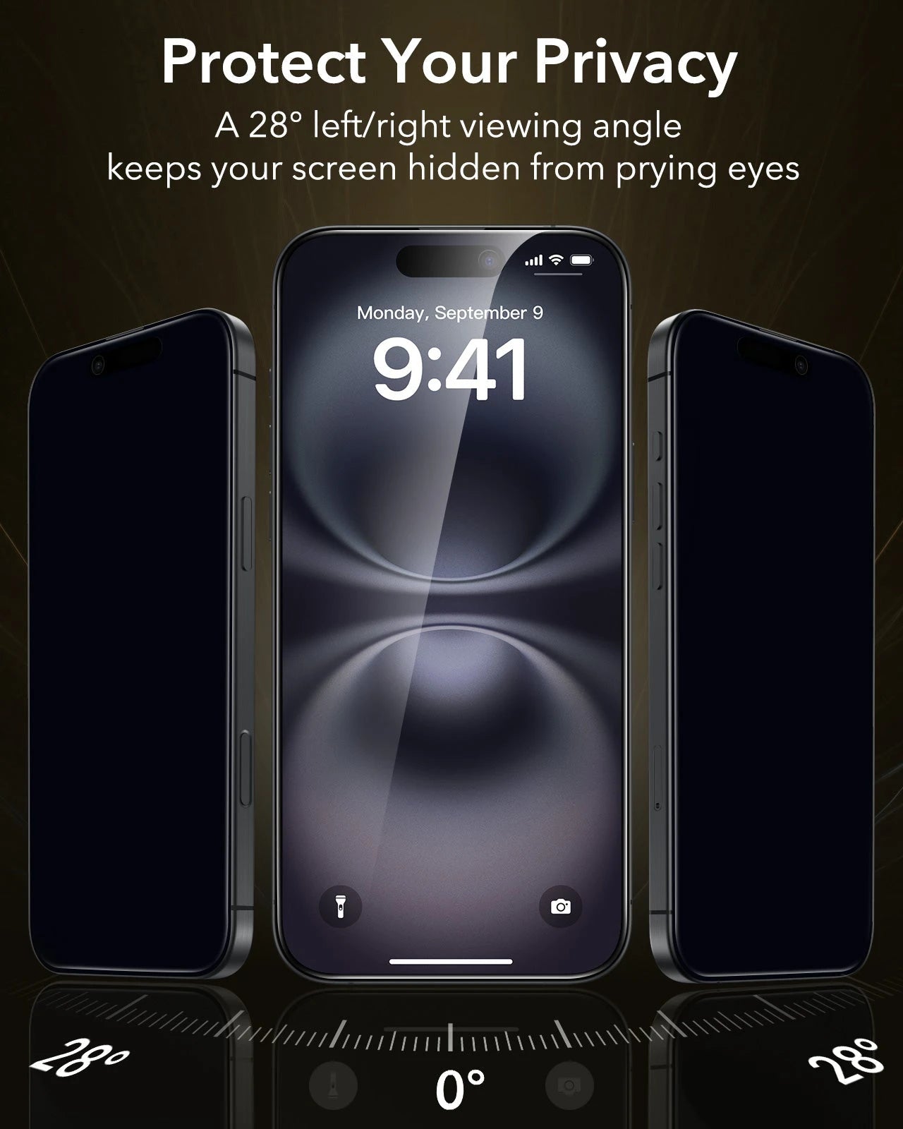 iPhone 16/15 Privacy Screen Protector—Military-Grade Corning Glass|ESR