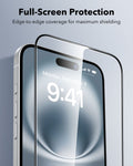 ESR iPhone 16 Tempered Glass Screen Protector full screen protection