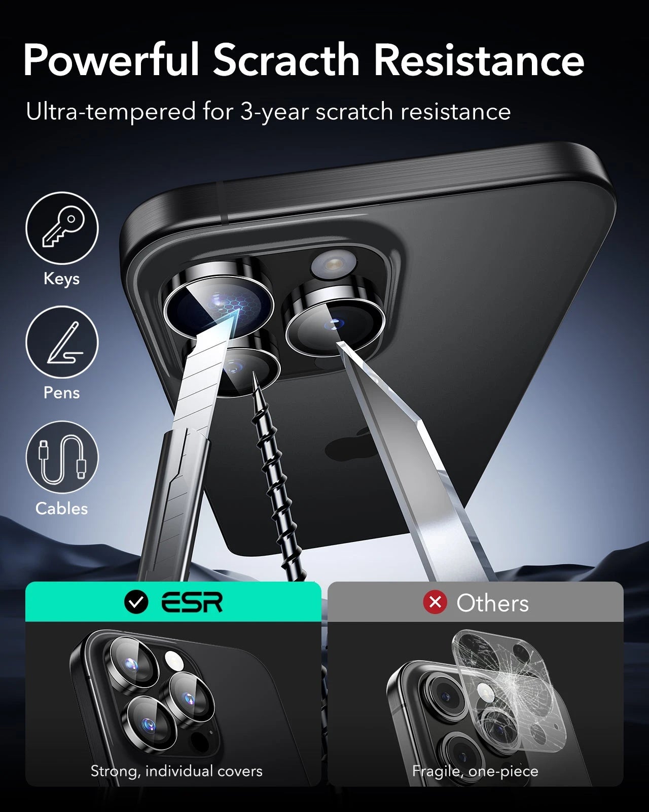 Clear IPhone 16 Pro Max Pro Armorite Camera Lens Protectors ESR Clear IPhone 16 Pro Max Pro Armorite Camera Lens Protectors ESR