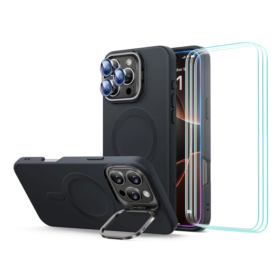 iPhone 16 Pro Silicone MagSafe Case with Screen Protector black