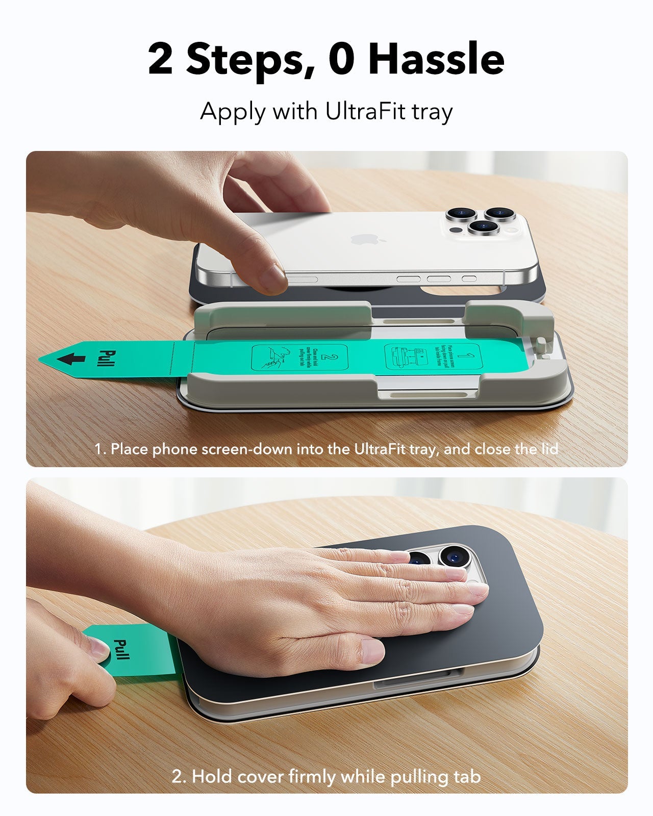 ESR iPhone 16 Pro Max Tempered Glass Screen Protector apply with ultrafit tray