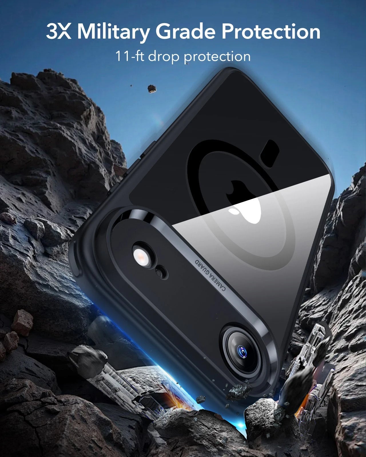 ESR iPhone 17 Air Magsafe Case with Camera Control Clear Black 3× Military Grade Protection