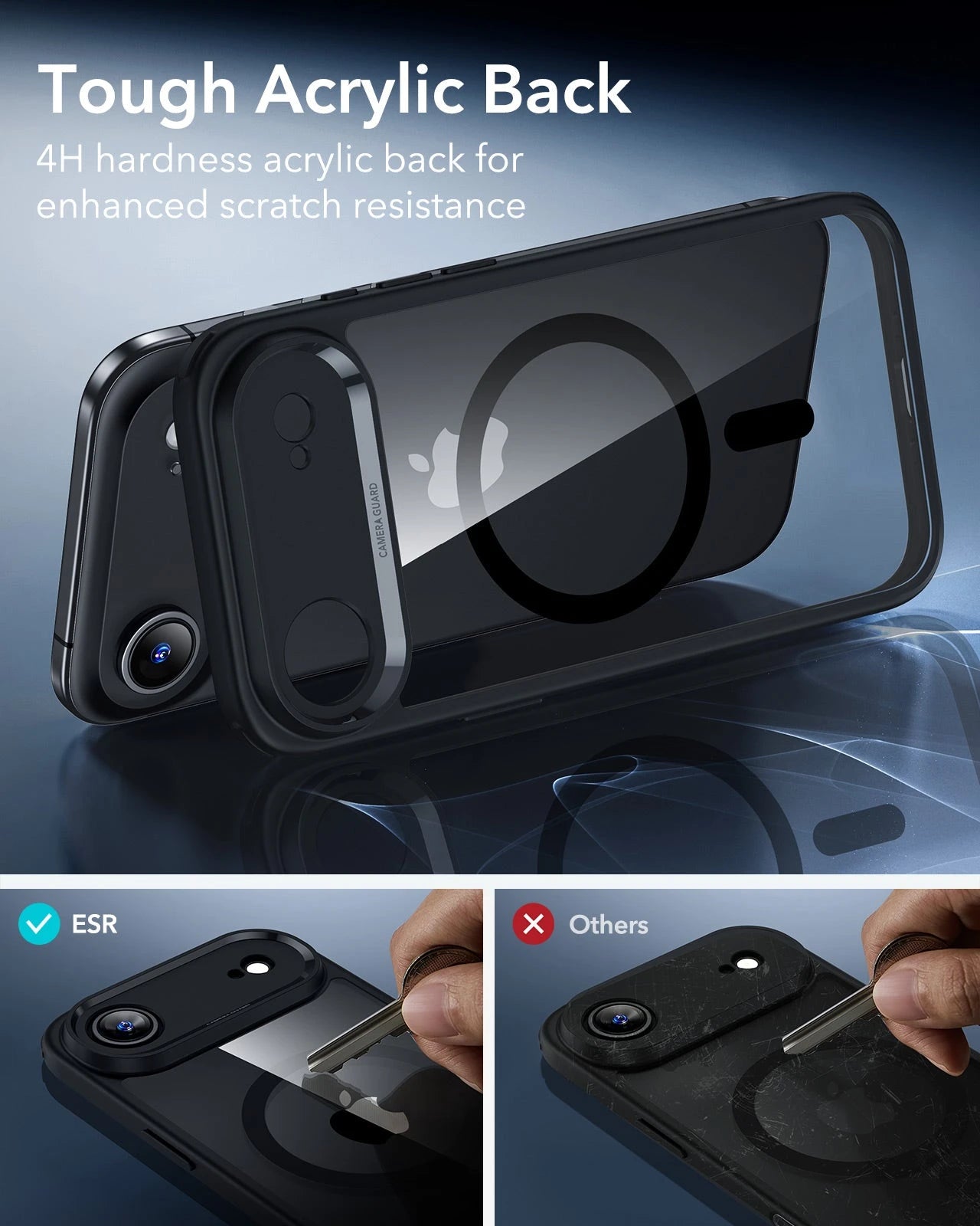 ESR iPhone 17 Air Magsafe Case with Camera Control Clear Black Tough Acrylic Back