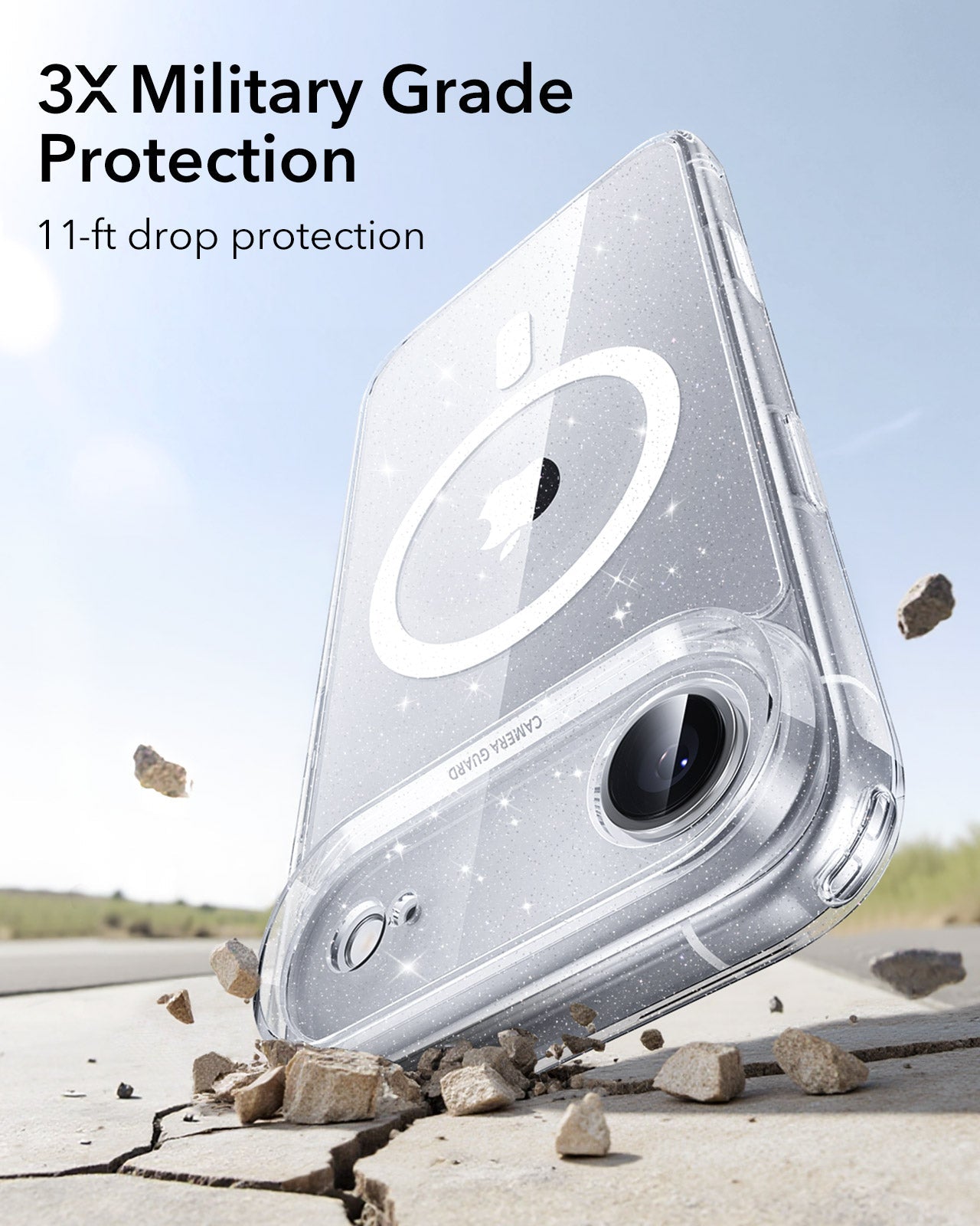 ESR iPhone 17 Air Magsafe Case with Camera Control Clear Shimmer 3× Military Grade Protection