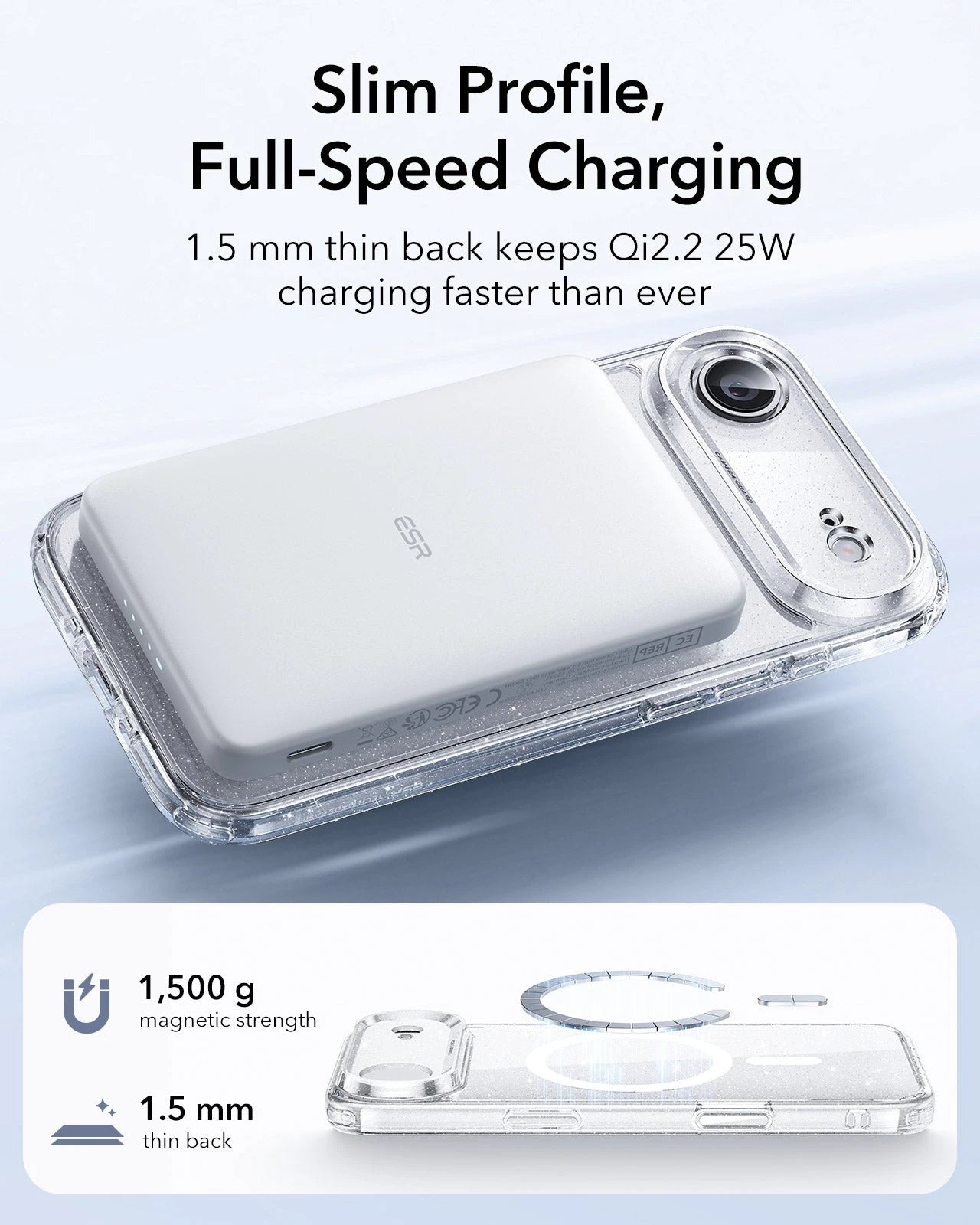 ESR iPhone 17 Air Magsafe Case with Camera Control Clear Shimmer Wireless charging