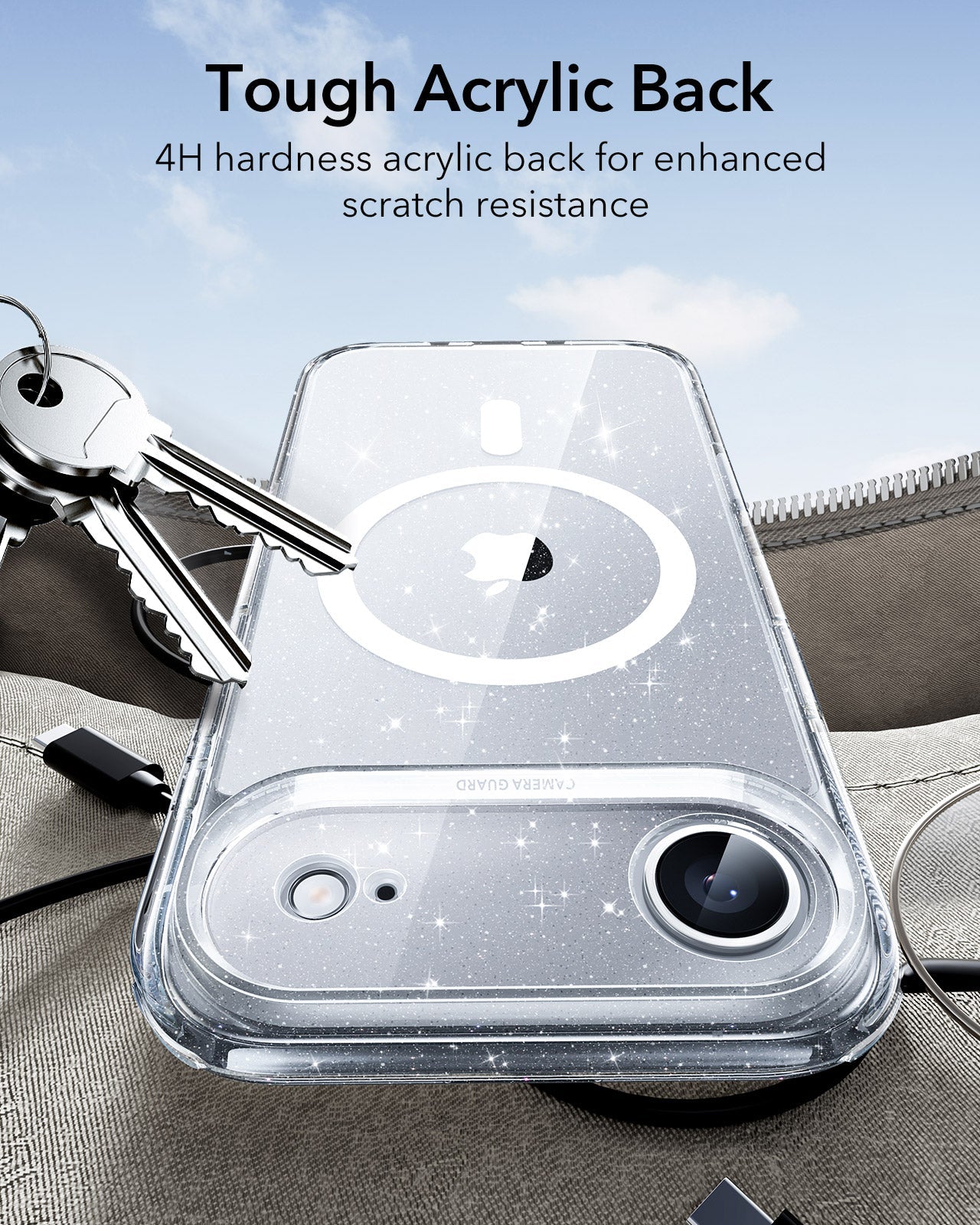 ESR iPhone 17 Air Magsafe Case with Camera Control Clear Shimmer Tough Acrylic Back