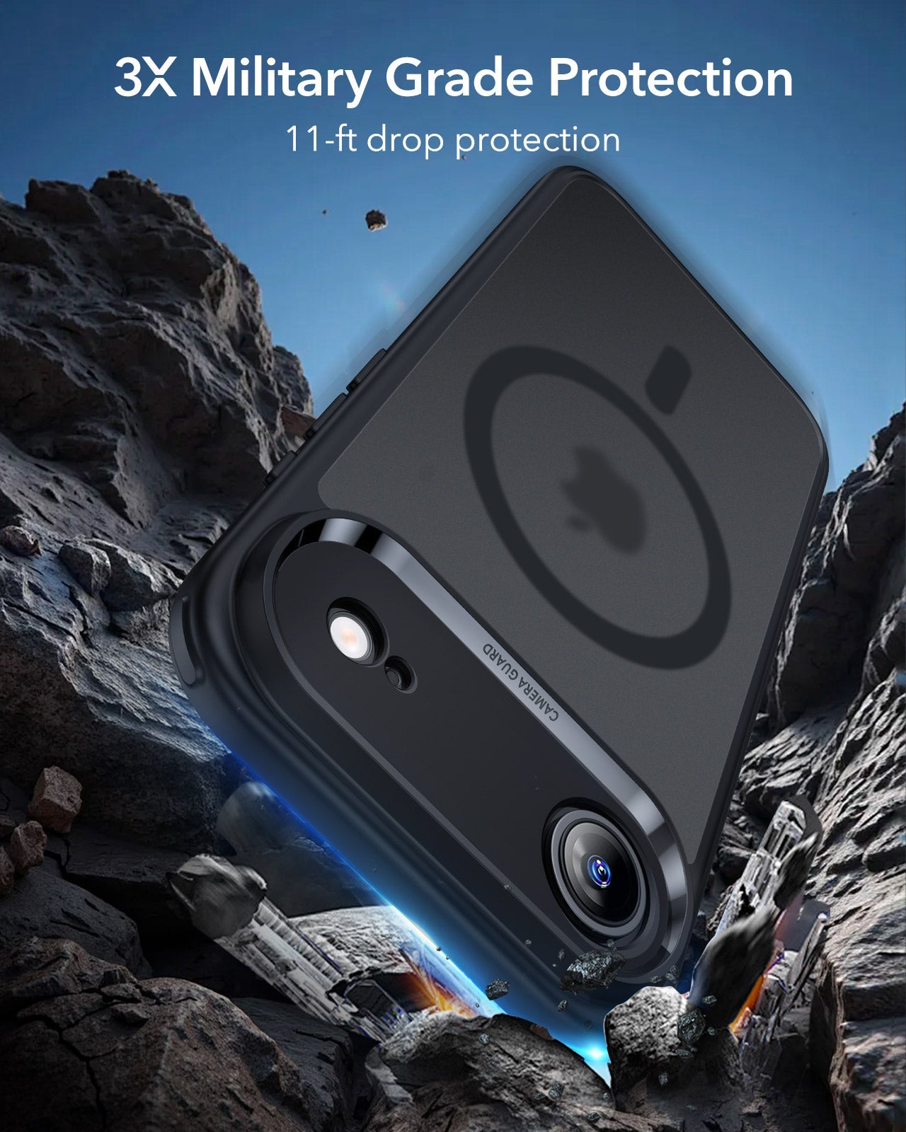 ESR iPhone 17 Air Magsafe Case with Camera Control Frosted Black 3× Military Grade Protection