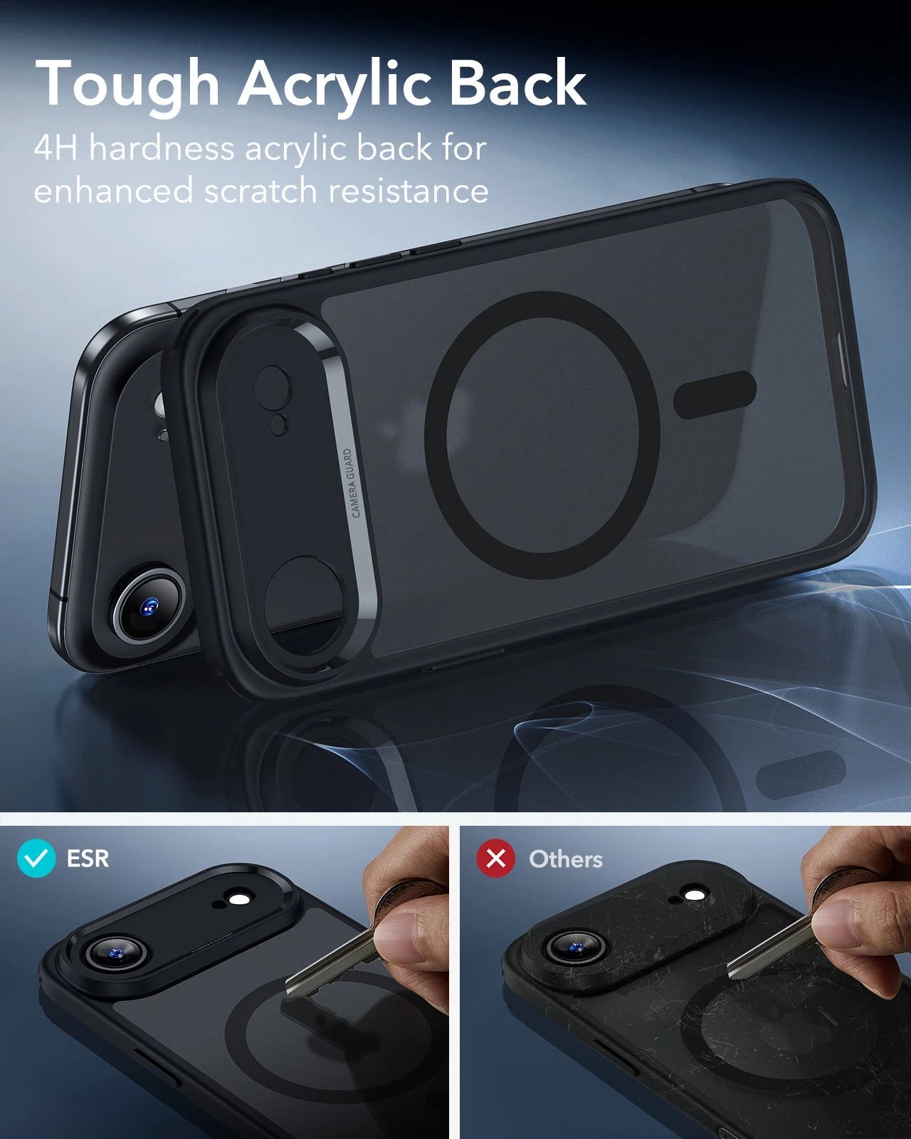 ESR iPhone 17 Air Magsafe Case with Camera Control Frosted Black Tough Acrylic Back