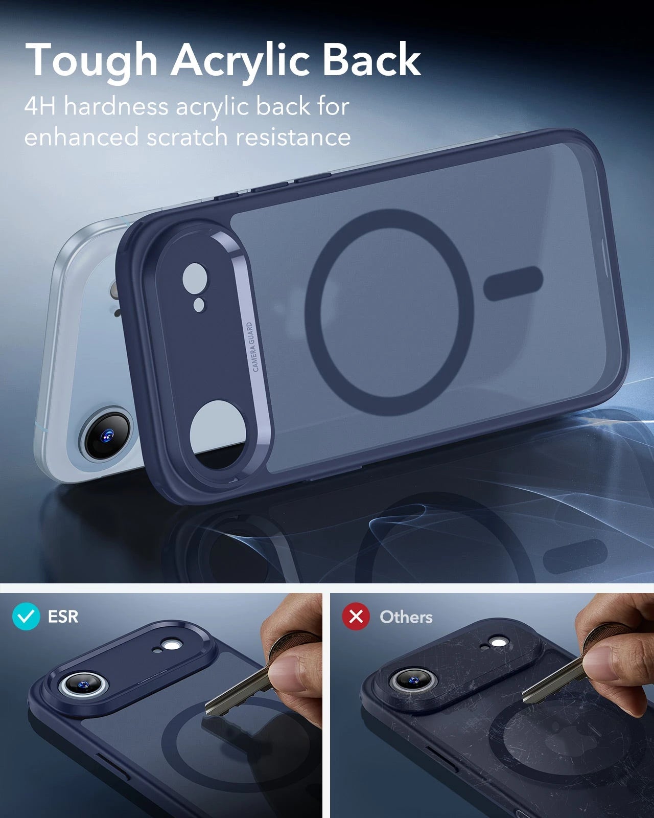 ESR iPhone 17 Air Magsafe Case with Camera Control Frosted Blue Tough Acrylic Back