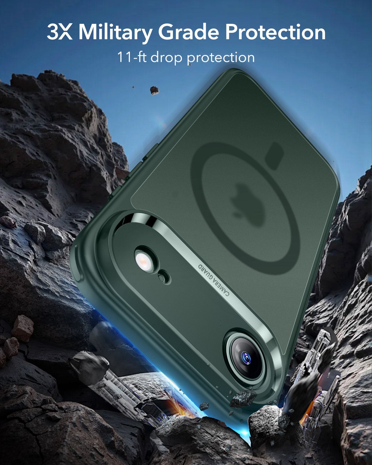 ESR iPhone 17 Air Magsafe Case with Camera Control Frosted Green 3× Military Grade Protection