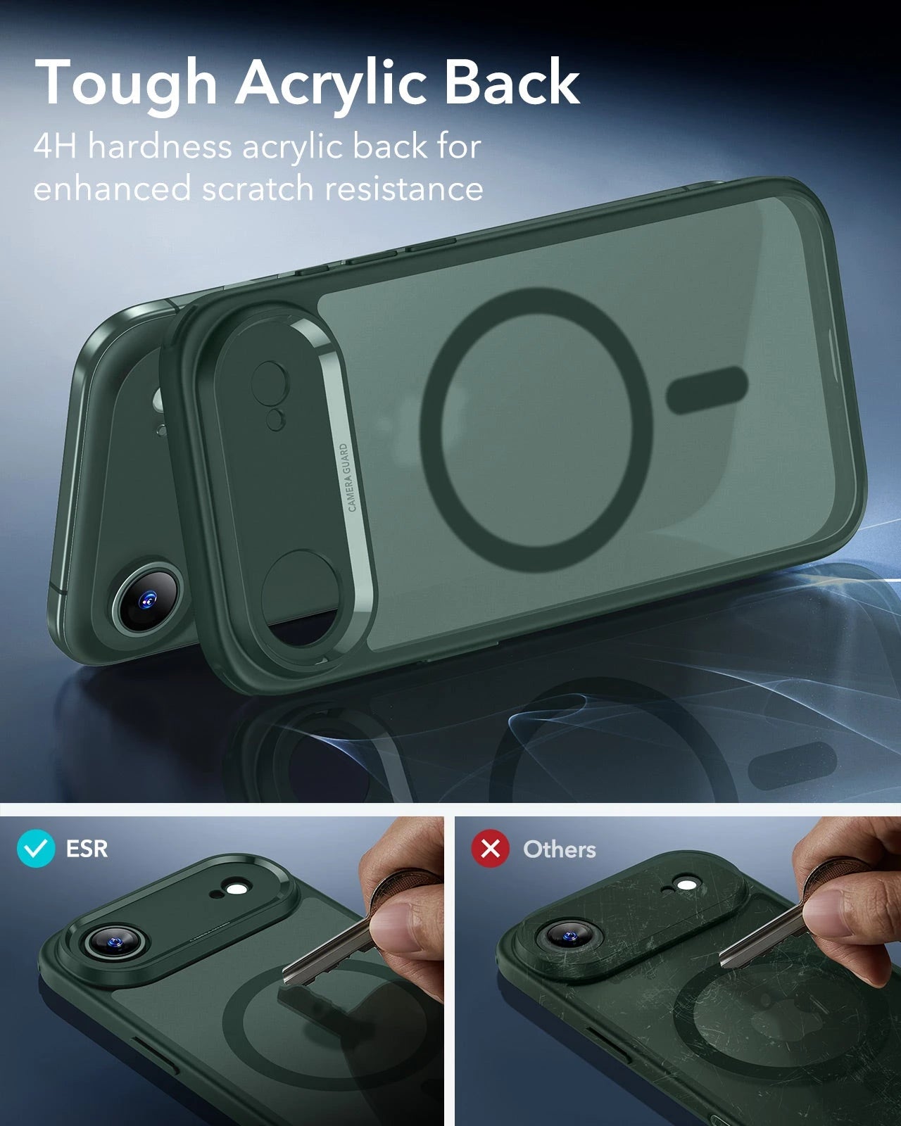 ESR iPhone 17 Air Magsafe Case with Camera Control Frosted Green Tough Acrylic Back