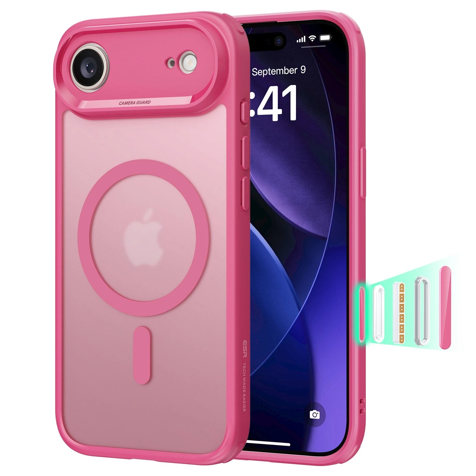iPhone 17 Air Magsafe Case with Camera Control Frosted Pink 