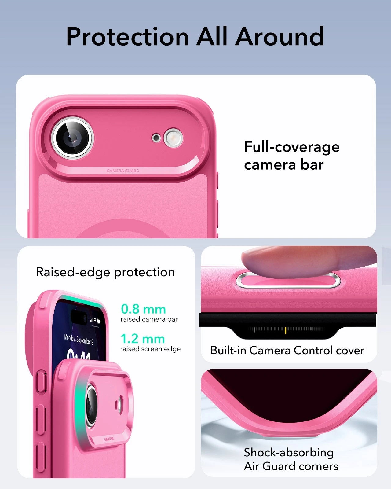 ESR iPhone 17 Air Magsafe Case with Camera Control Frosted Pink Raised Edge Protection