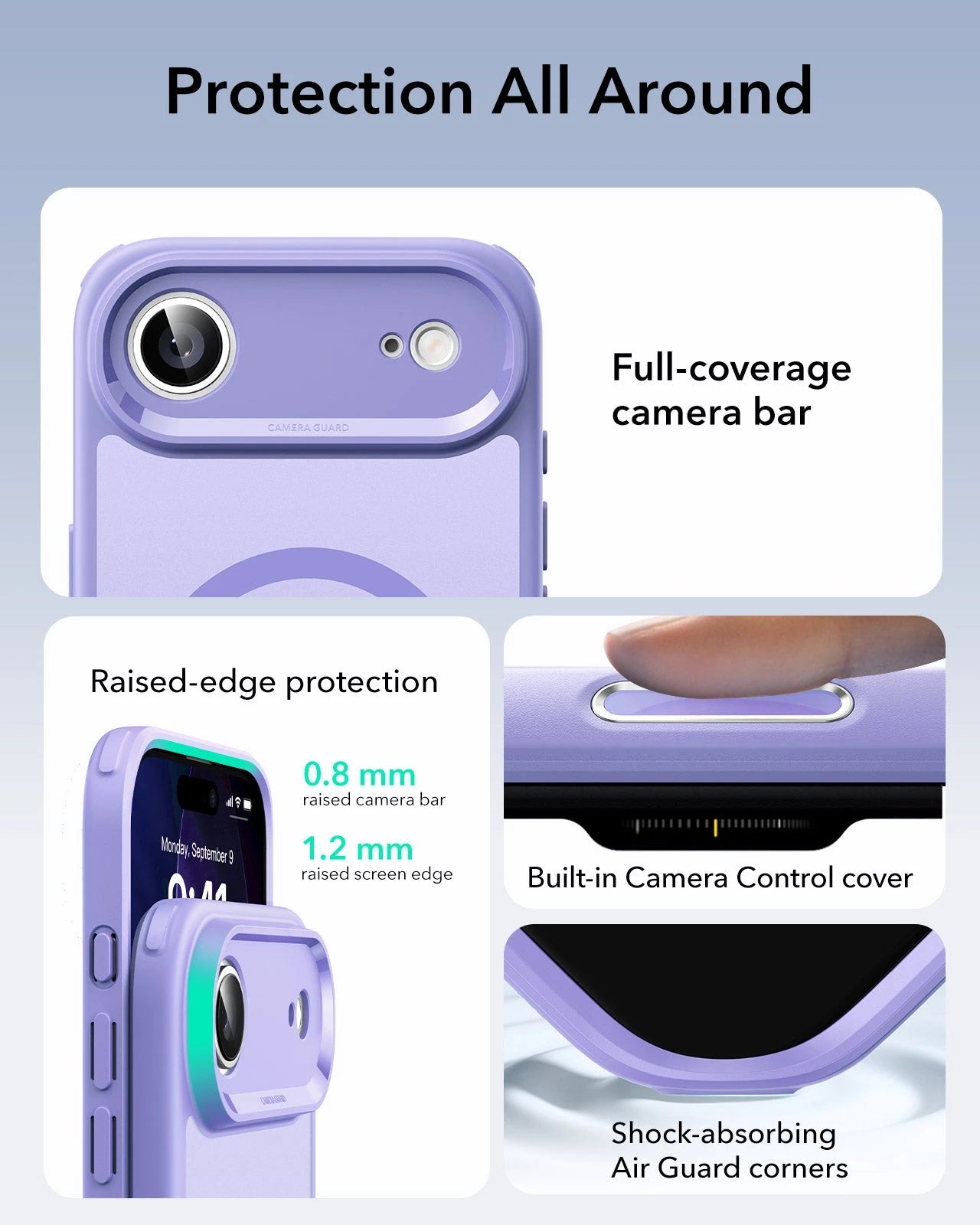 ESR iPhone 17 Air Magsafe Case with Camera Control Frosted Purple Raised Edge Protection