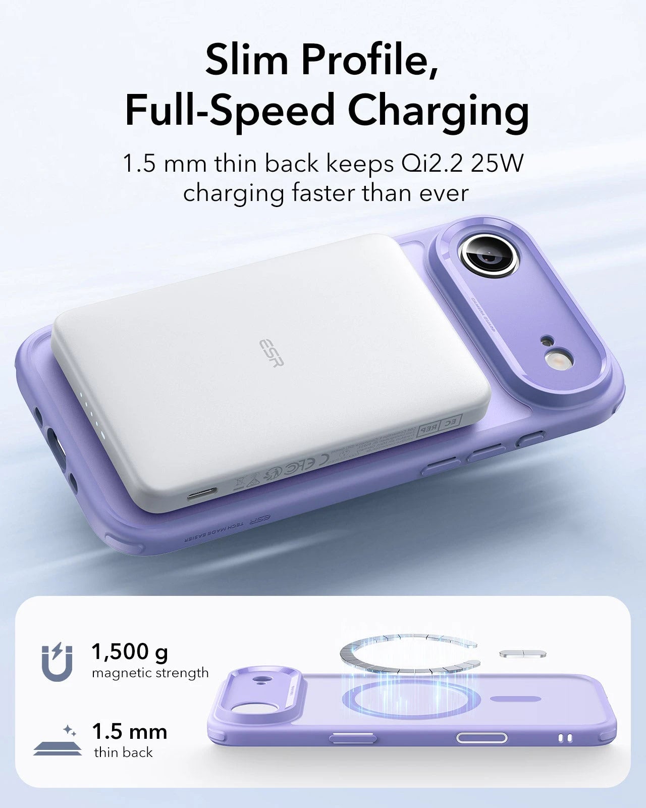 ESR iPhone 17 Air Magsafe Case with Camera Control Frosted Purple Wireless charging