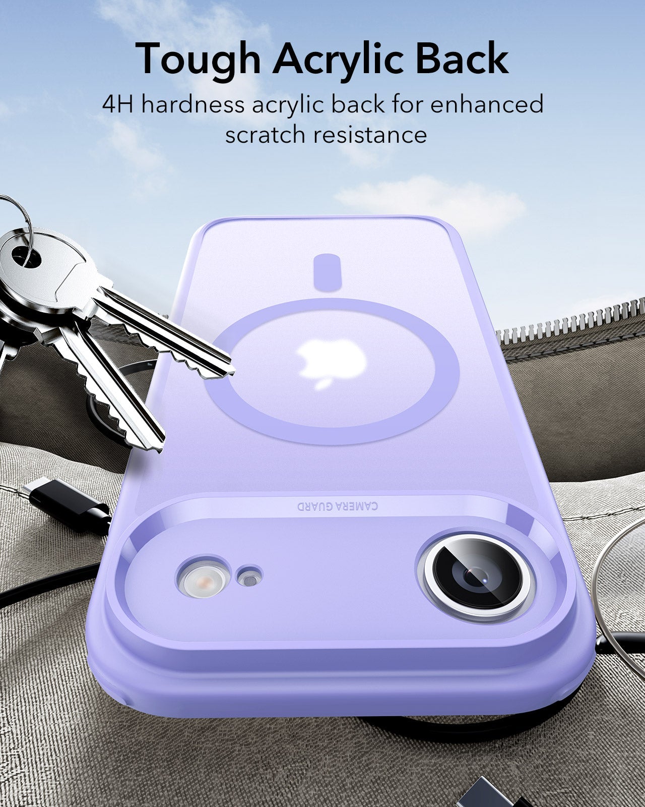 ESR iPhone 17 Air Magsafe Case with Camera Control Frosted Purple Tough Acrylic Back