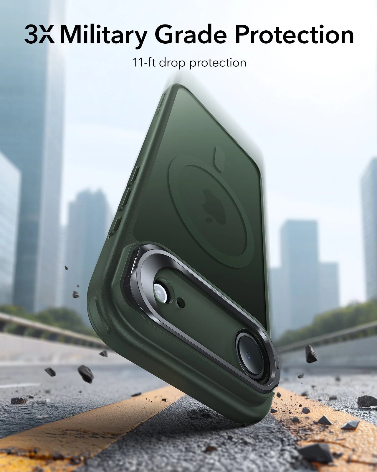 ESR iPhone 17 Air Magsafe Case with Stand Camera Control Frosted Green 3× Military Grade Protection