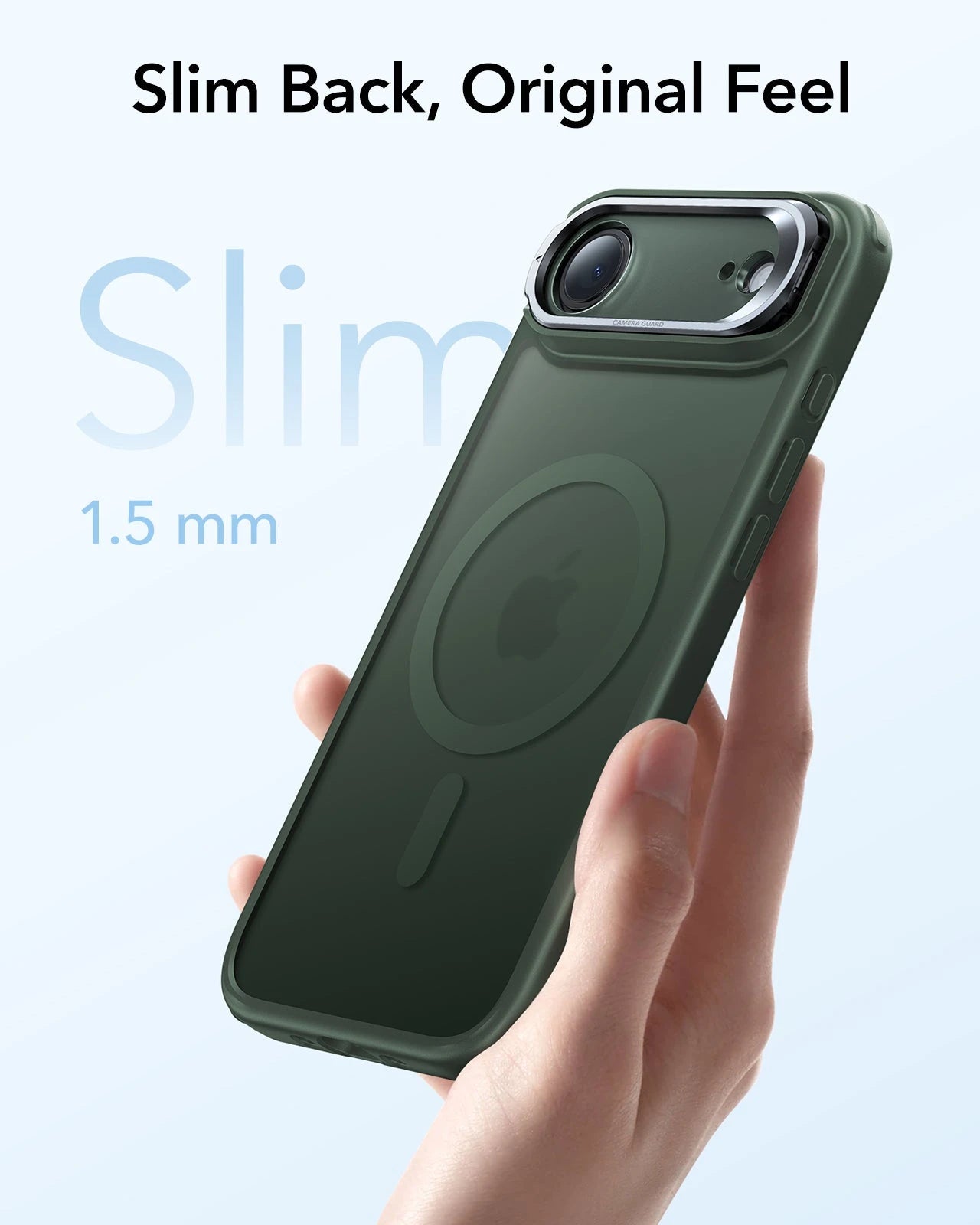 ESR iPhone 17 Air Magsafe Case with Stand Camera Control Frosted Green slim back