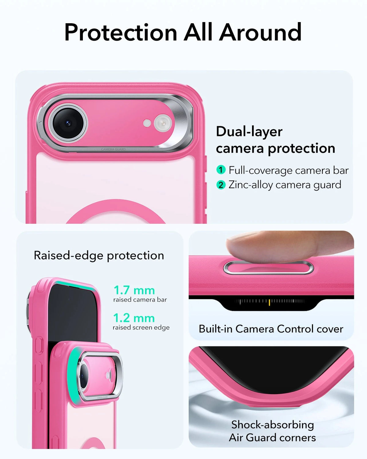 Pink Magsafe Case Pink MagSafe iPhone Air Camera Control Case with Stand | ESR Hybrid