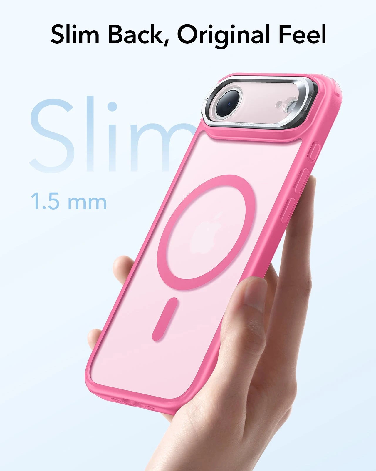ESR iPhone 17 Air Magsafe Case with Stand Camera Control Frosted Pink slim back