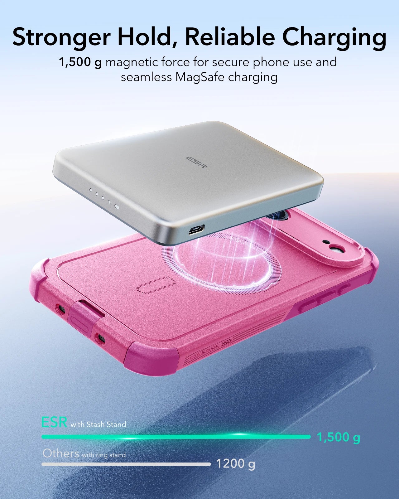ESR iPhone 17 Air Cyber Tough Magsafe Case with Camera Control Pink Magsafe Charging