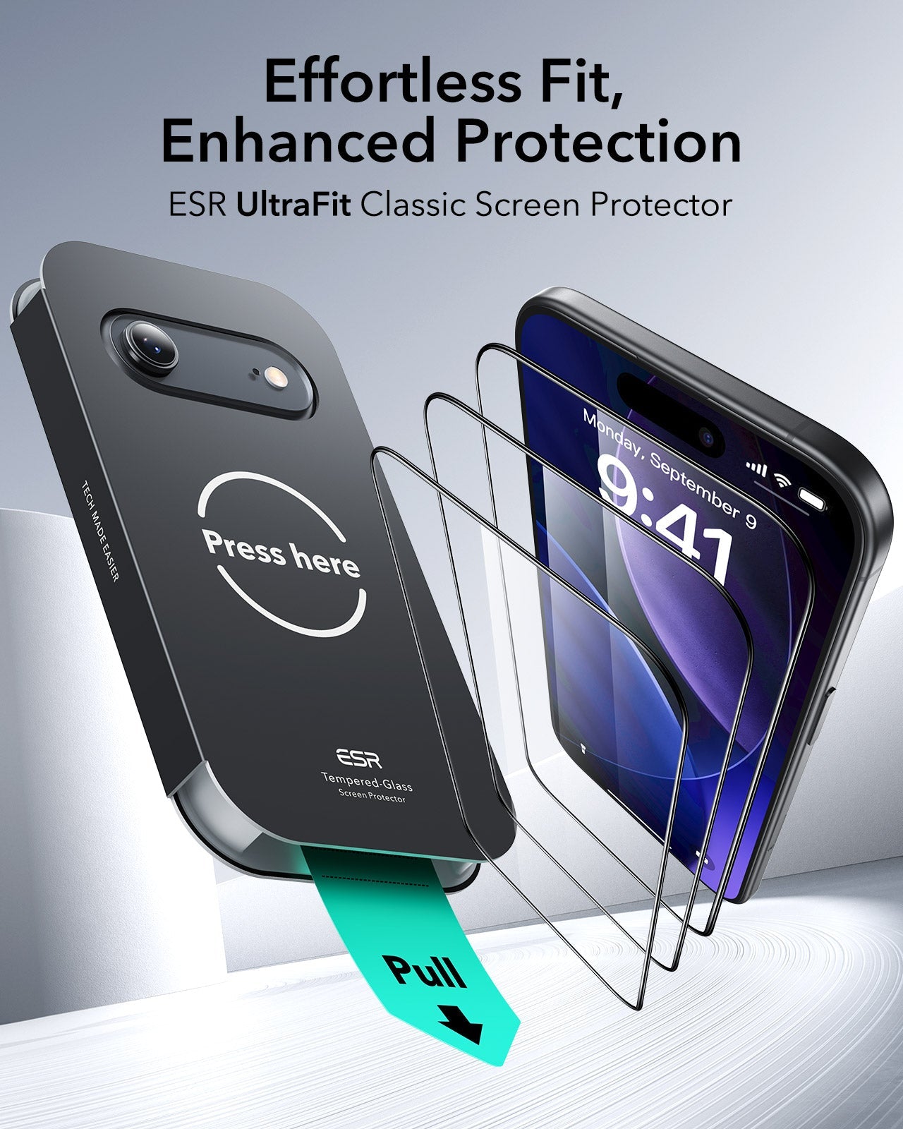 esr gear screen protector Clear 9H Glass Guard for iPhone Air with Applicator Kit| ESR Classic