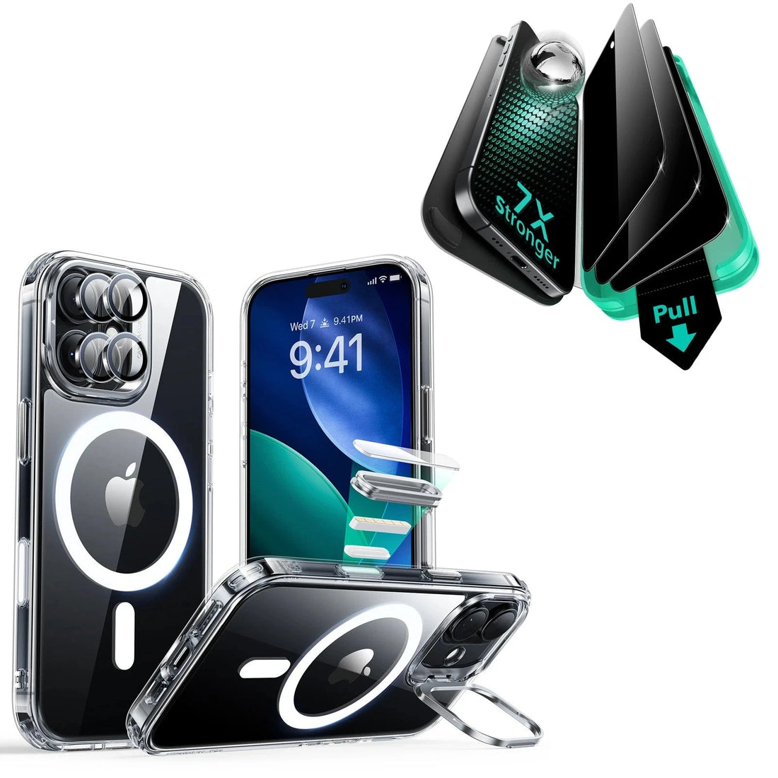 iPhone 17 Bundle Classic Hybrid Magnetic Case (Camera Control, Stash Stand) and Armorite Privacy Screen Protector - Clear ESR ESR