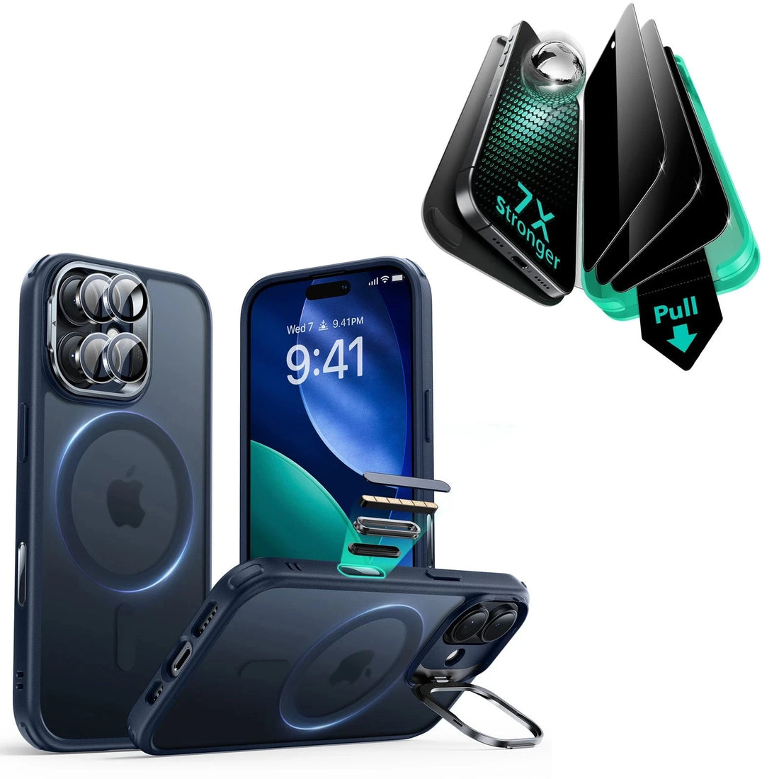 iPhone 17 Bundle Classic Hybrid Magnetic Case (Camera Control, Stash Stand) and Armorite Privacy Screen Protector - Frosted Green ESR ESR