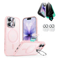 iPhone 17 Classic Hybrid Magsafe Case with Stand and Privacy Screen Protector Bundle Frosted  Bubblegum Pink