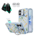 Blue Floral iPone 17 Magsafe Case with Stand pair Armorite Tempered Glass Privacy Screen Protector