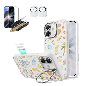 Withe Shell iPhone 17 Pro Magsafe Case with Stand pair  Corning Glass Screen Protector