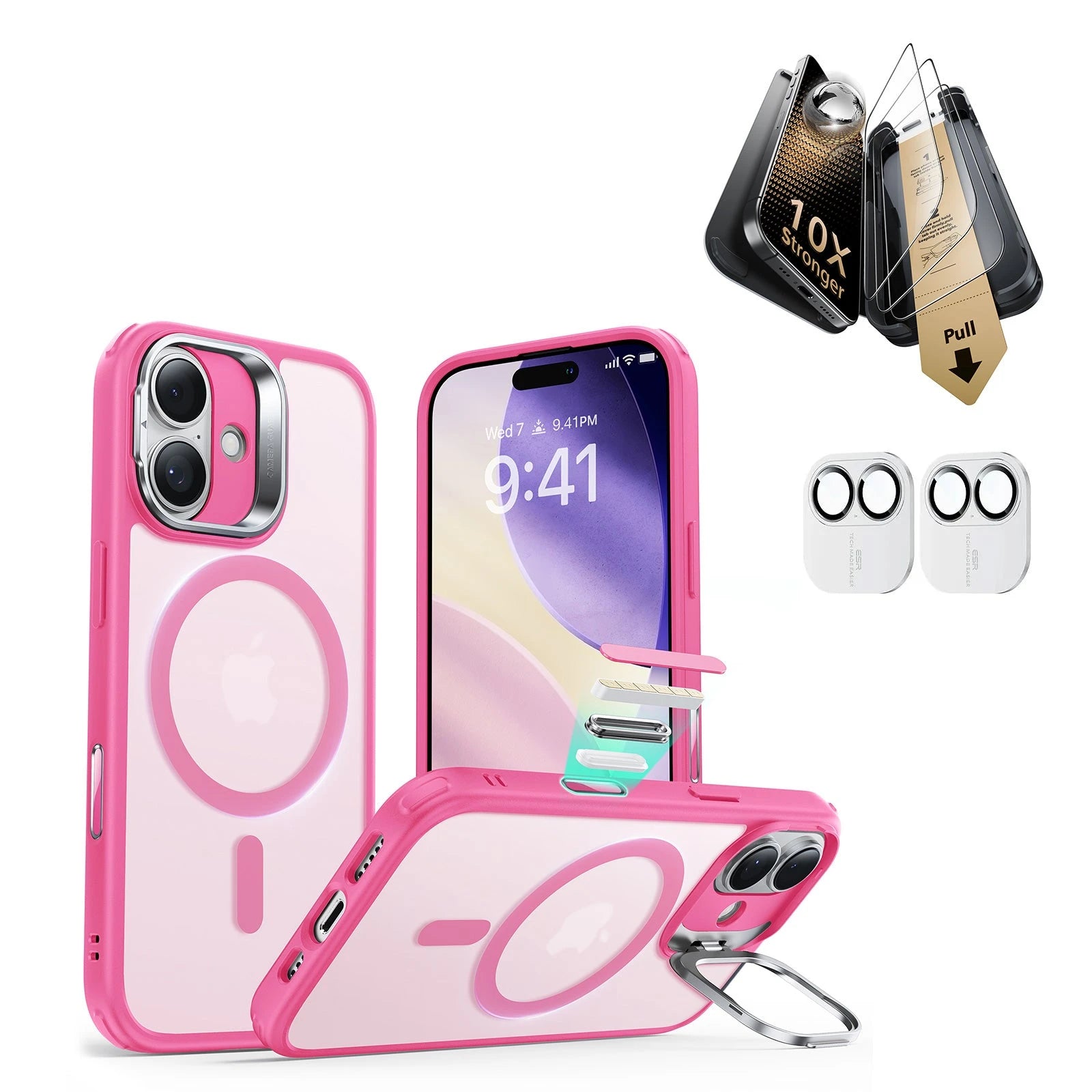 iPhone 17 Classic Hybrid Magsafe Case with Corning Glass Screen Ptorctor Frosted Pink