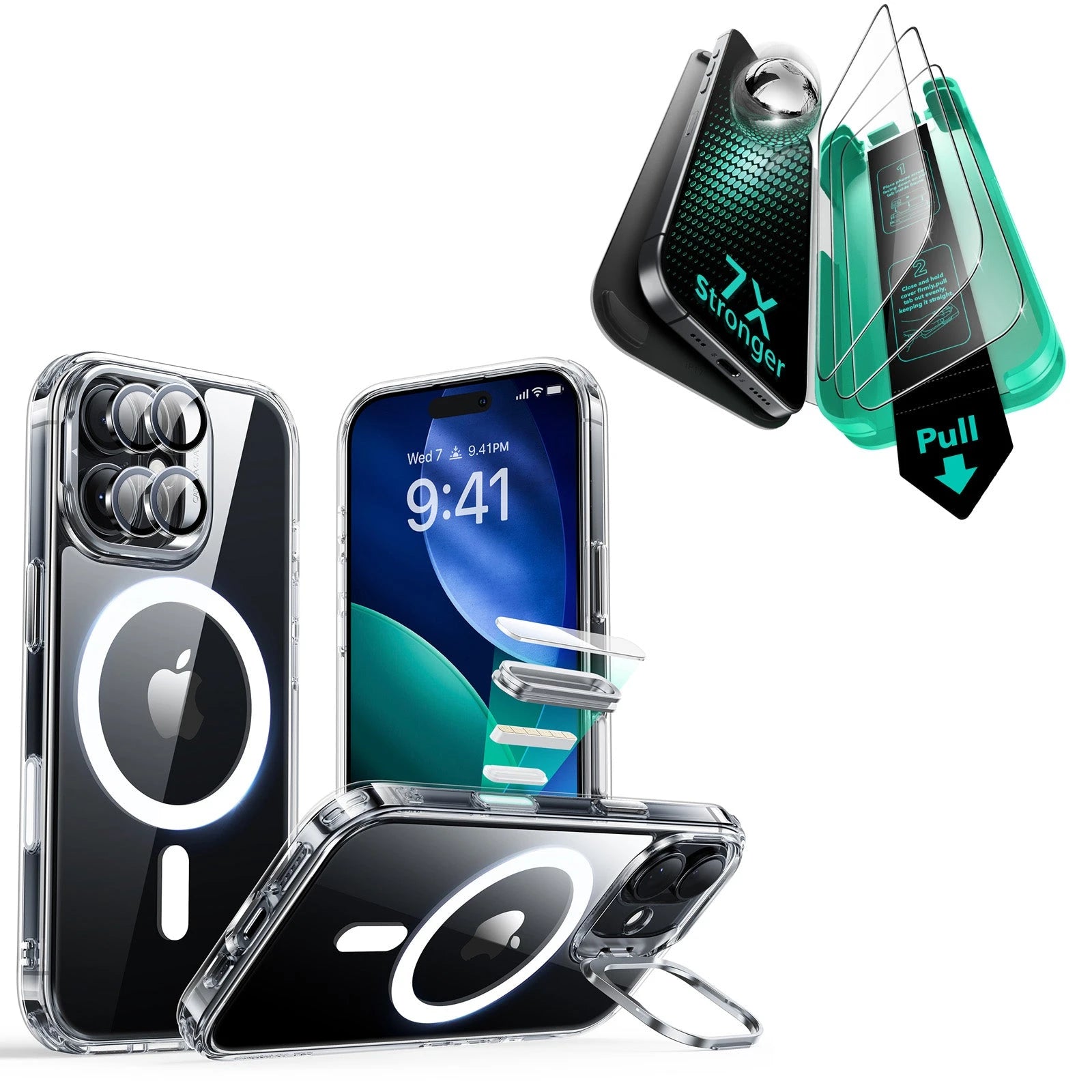 iPhone 17 Bundle Classic Hybrid Magnetic Case (Camera Control, Stash Stand) and Armorite Screen Protector - Clear ESR ESR