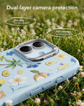 ESR Blue Floral iPhone 17 Magsafe Case with Stand Dual-layer camera protection