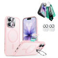 iPhone 17 Classic Hybrid Magsafe Case Stand and Screen Protector Frosted Pink