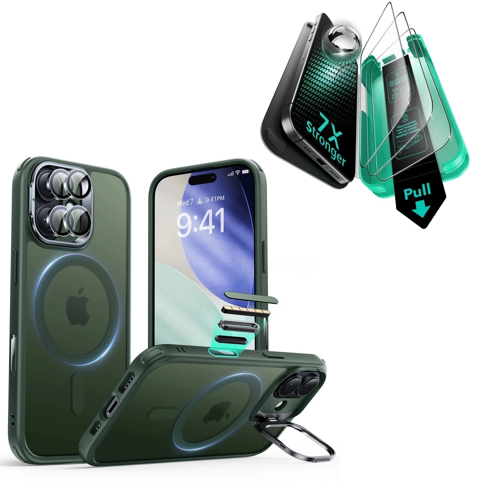 iPhone 17 Bundle Classic Hybrid Magnetic Case (Camera Control, Stash Stand) and Armorite Screen Protector - Frosted Pink ESR ESR