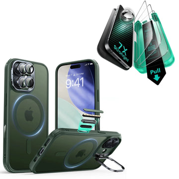 iPhone 17 Bundle Classic Hybrid Magnetic Case (Camera Control, Stash Stand) and Armorite Screen Protector - Frosted Pink ESR ESR