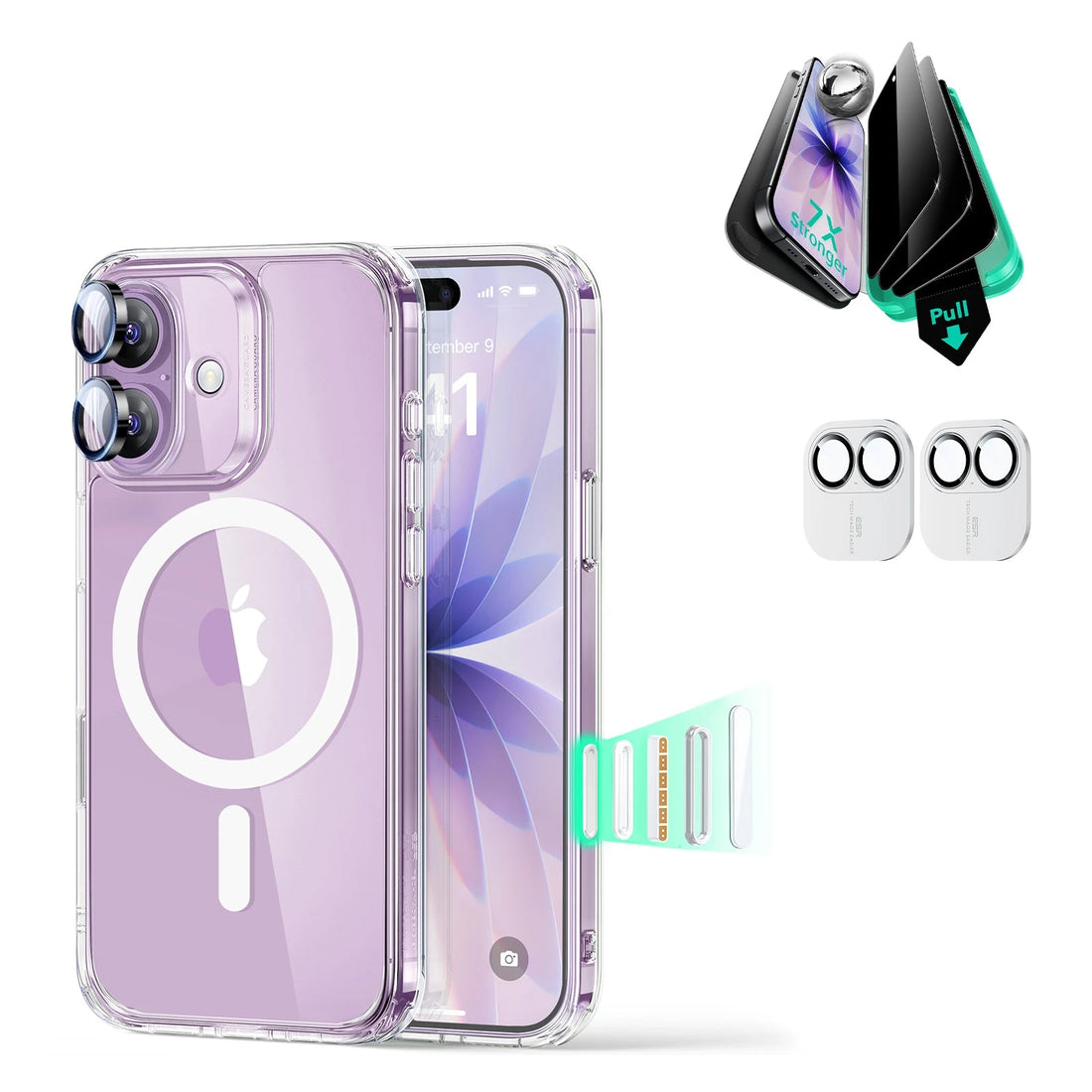 iPhone 17 Classic Hybrid Magsafe Case with Privacy Screen Protector Bundle Clear