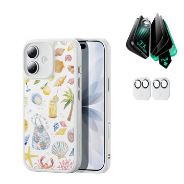 Withe Shell iPhone 17 Magsafe Case pair  Armorite Tempered Glass Privacy Screen Protector