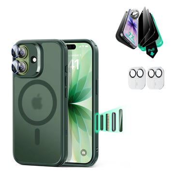 iPhone 17 Classic Hybrid Magsafe Case with Privacy Screen Protector Bundle Frosted Green
