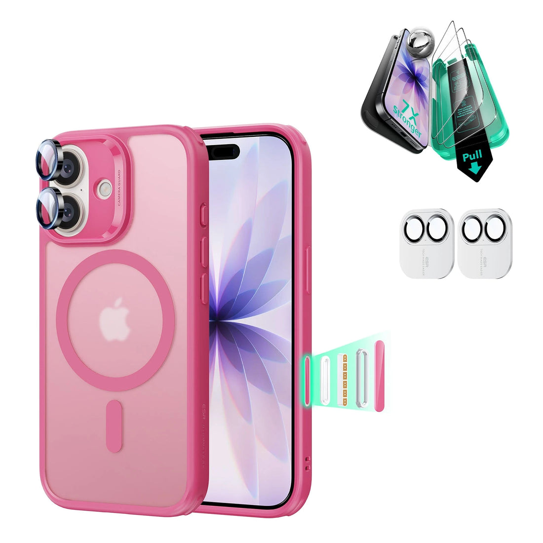 iPhone 17 Classic Hybrid Magsafe Case with Screen Protector Bundle Frosted Pink