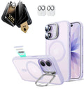 iPhone 17 Classic Hybrid Magsafe Case with Stand & Corning Glass Privacy Screen Protector Bundle Frosted Light Purple