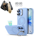 iPhone 17 Silicone Magsafe Case with Stand & Corning Glass Screen Protector Bundle Blue