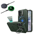 iPhone 17 Cyber Tough Magsfae Case with Stand and Qi2 wireless Charger Green