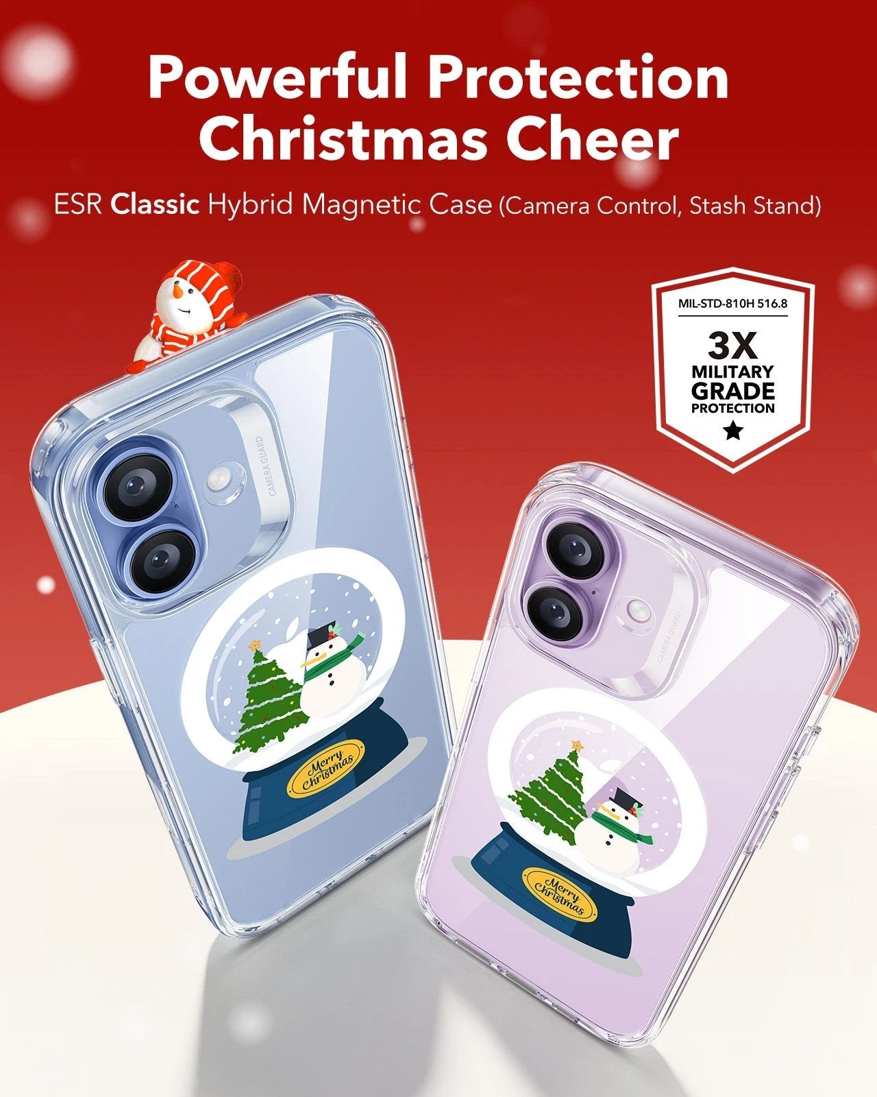 ESR Print iPhone 17 Magsafe Case Clear Christmas Snow Globe
