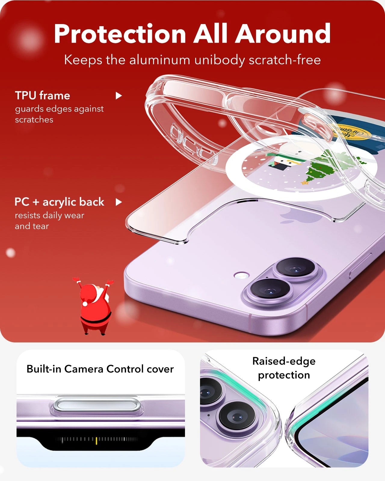 Print iPhone 17 Magsafe Case Clear Christmas Snow Globe Protection all around