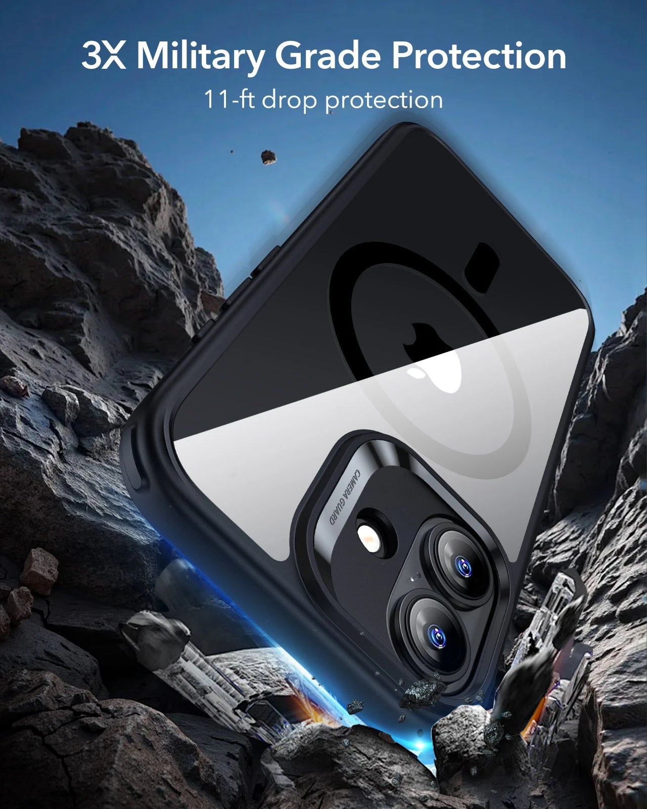 ESR iPhone 17 Magsafe Case with Camera Control Clear Black 3× Military Grade Protection