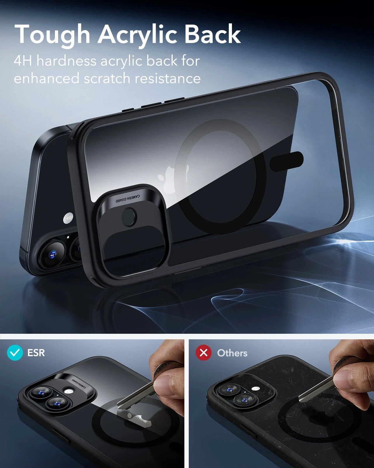 ESR iPhone 17 Magsafe Case with Camera Control Clear Black Tough Acrylic Back
