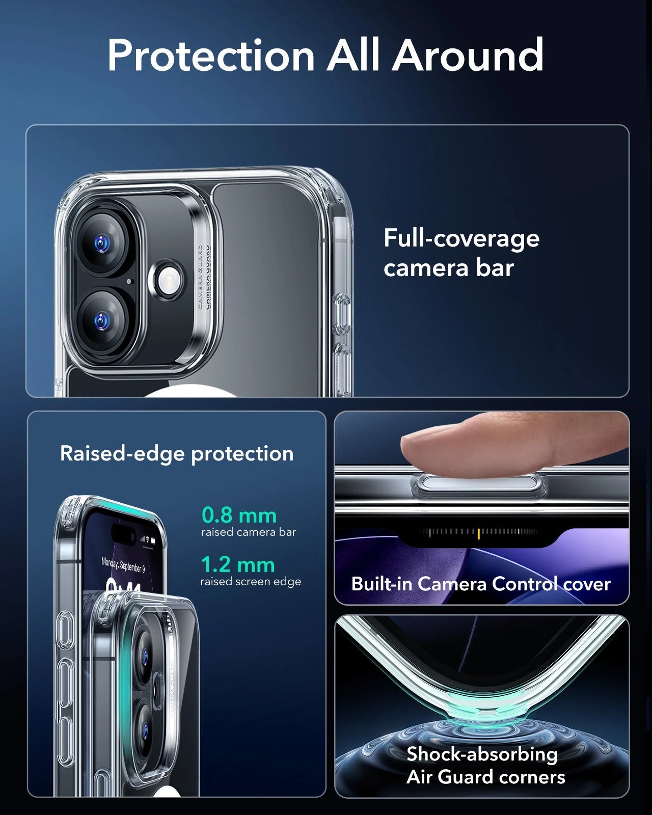 ESR iPhone 17 Magsafe Case with Camera Control Clear Raised Edge Protection