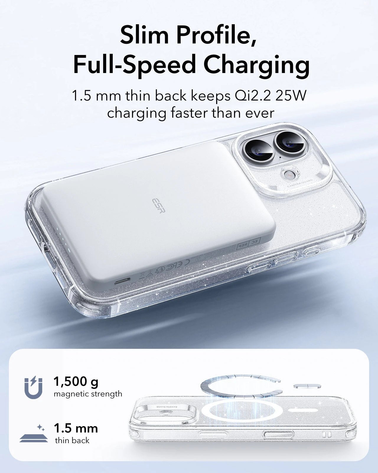 ESR iPhone 17 Magsafe Case with Camera Control Clear Shimmer Wireless charging